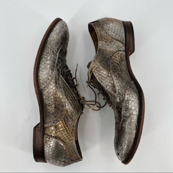 GARRICE gold leather snake print Oxford shoes - Picture 8 of 8